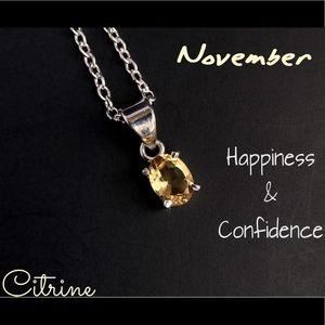Authentic Citrine Necklace Gemstone Sterling Silver pendant November Birthstone